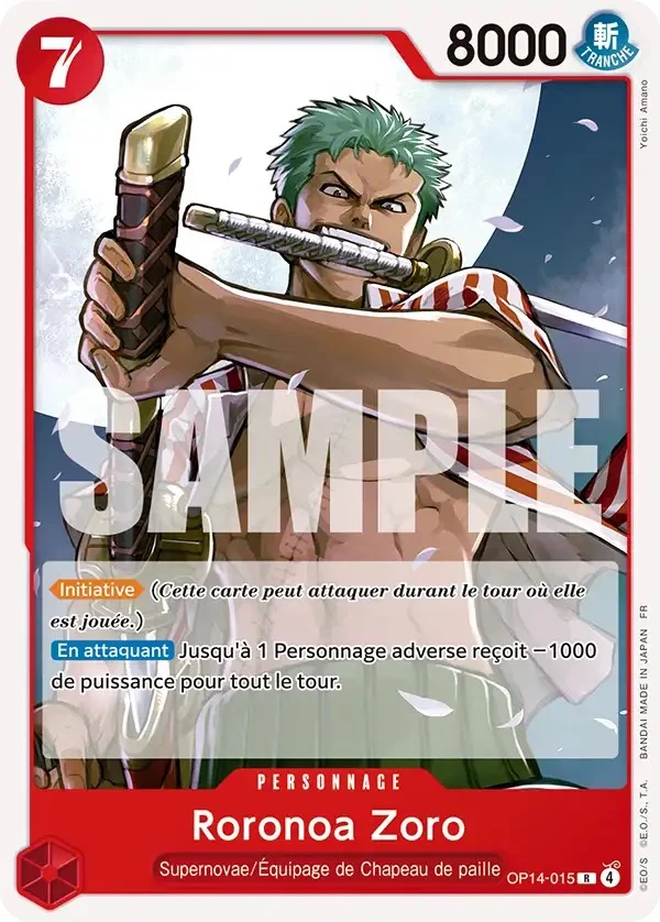 Carte One Piece française Roronoa Zoro OP14-015 R