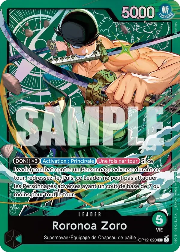 Carte One Piece française Roronoa Zoro OP12-020 L