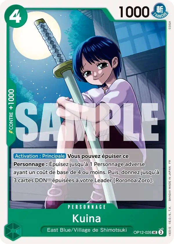 Carte One Piece française Kuina OP12-026 UC