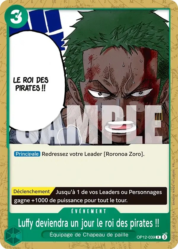 Carte One Piece française Luffy deviendra un jour le roi des pirates !! OP12-039 R