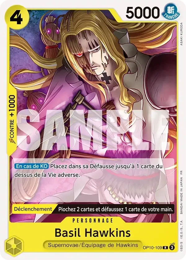 Carte One Piece française Basil Hawkins OP10-109 R
