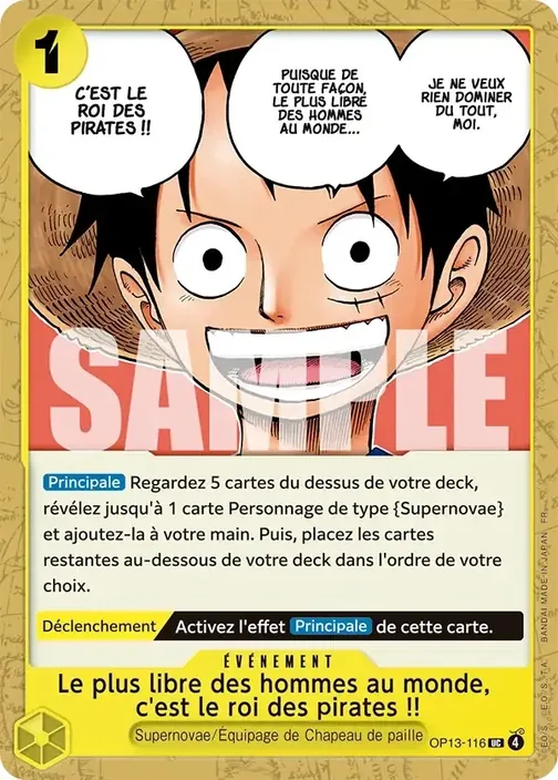 Carte One Piece française OP13-116 Le plus libre des hommes au monde, c'est le roi des pirates !!